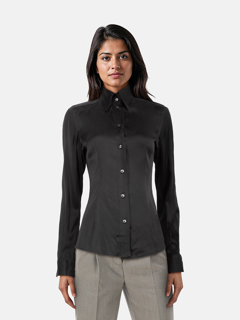 Dolce & Gabbana Black Button Down Silk Shirt