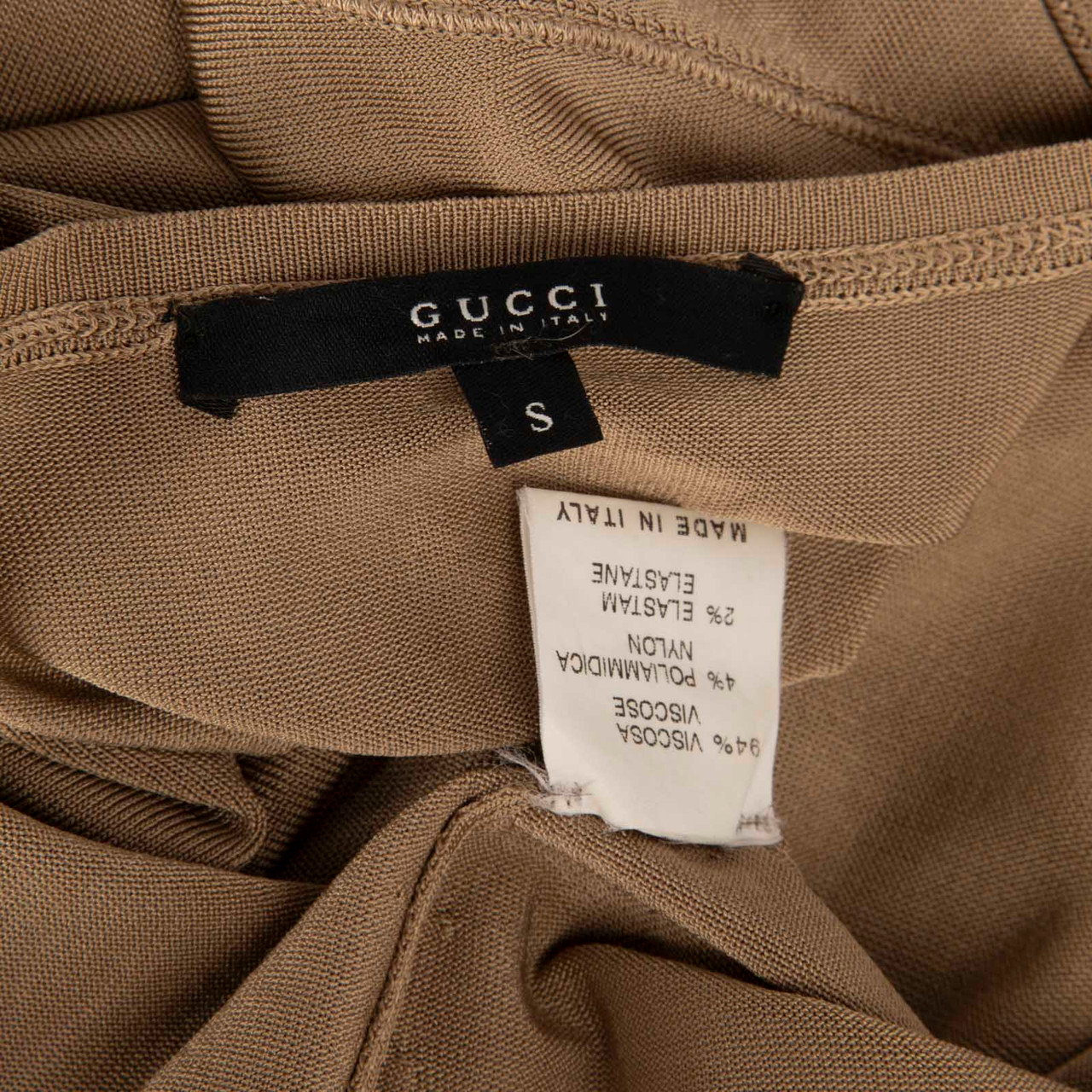 Gucci Beige Square Neck Long Sleeve Top