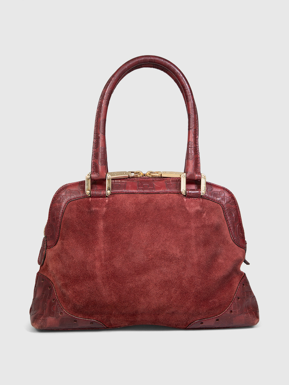 Gucci Bordeaux Leather Embossed Handbag