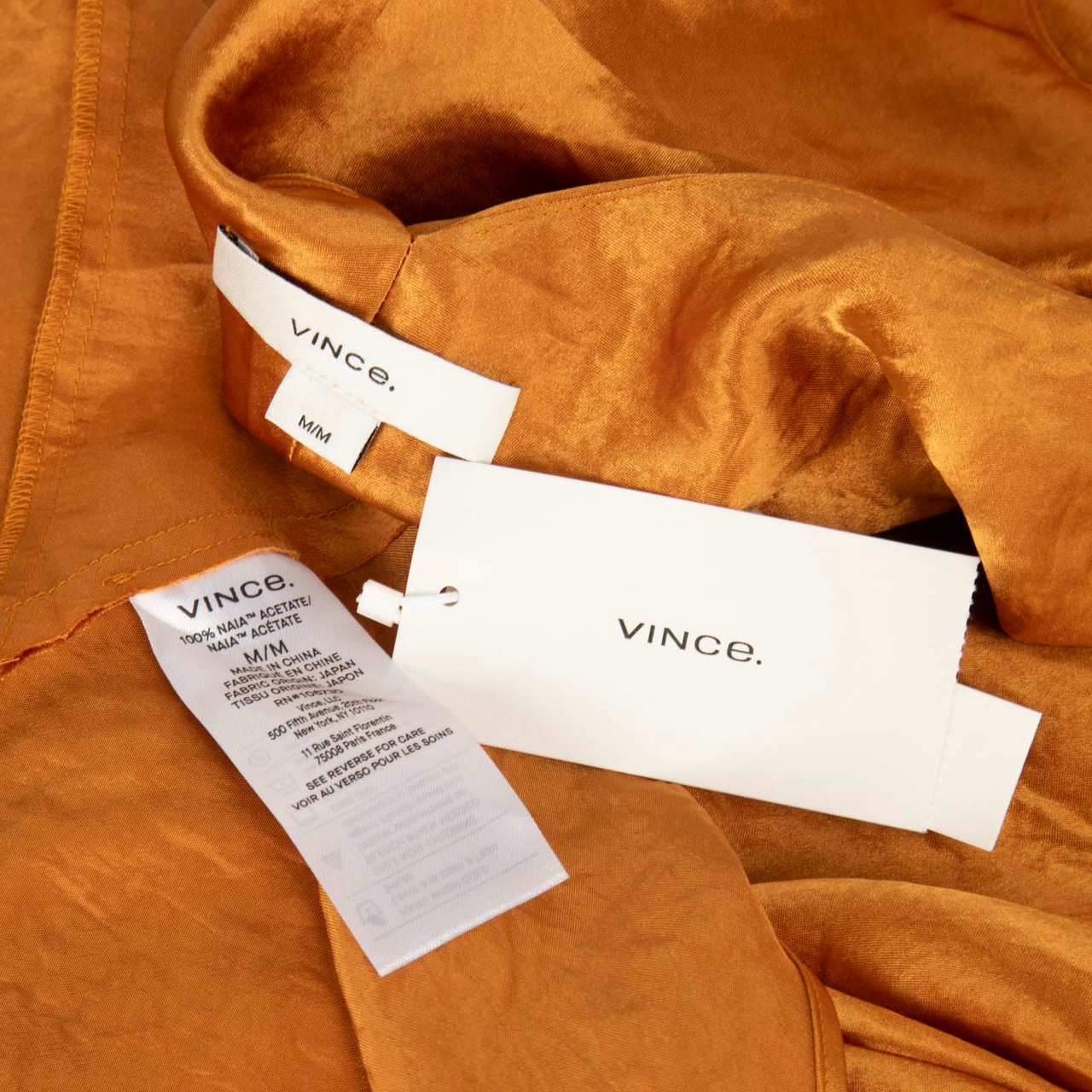 Vince Orange Sleeveless V-Neck Slip Dress