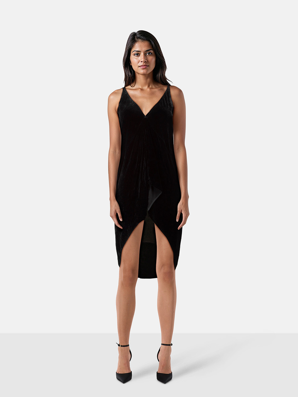 Rick Owens Black Velvet V-Neck Top