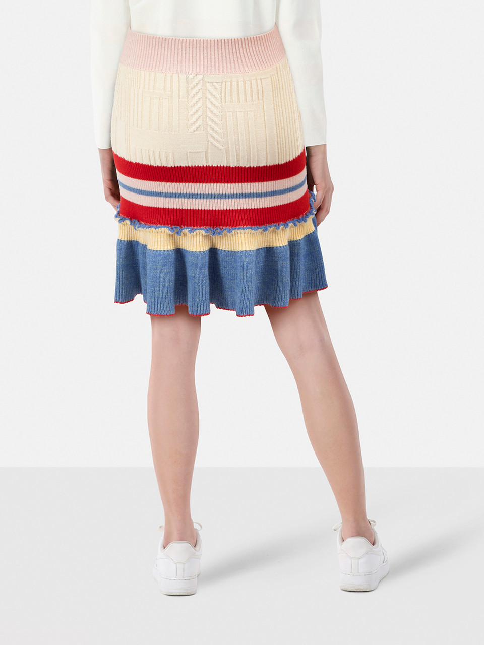 Alexander McQueen Striped Wool Flared Skirt