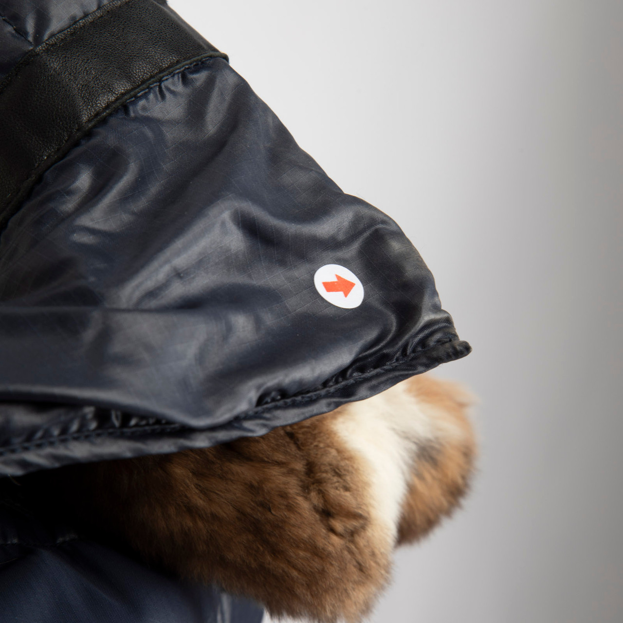 Authier Navy Fur Trim Coat