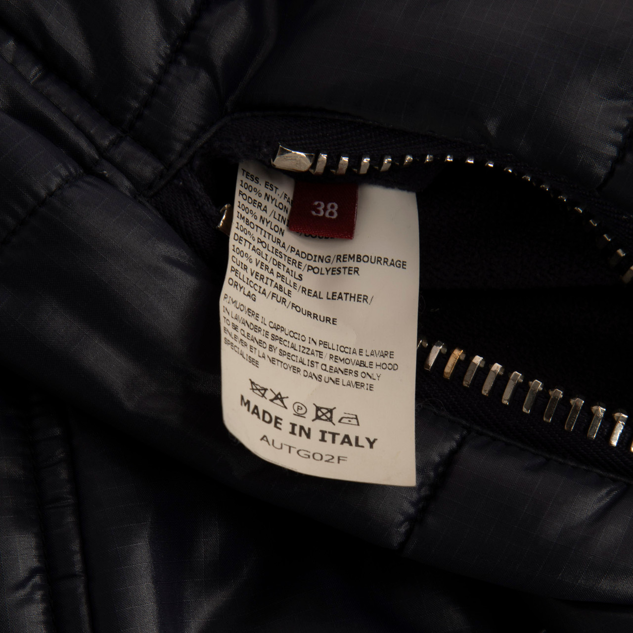 Authier Navy Fur Trim Coat