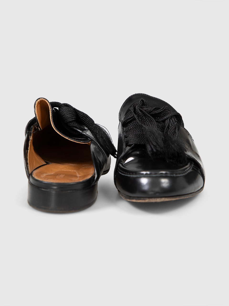 Chloé Black Leather Lace Up Mules