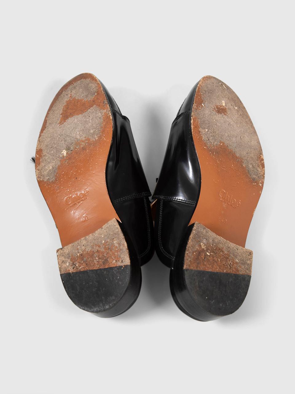 Chloé Black Leather Lace Up Mules