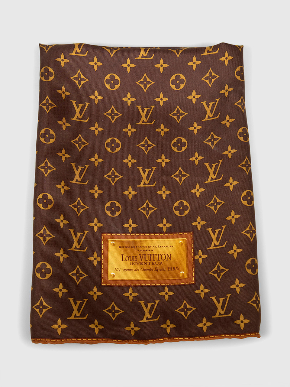 Louis Vuitton Brown Silk Monogram Print Scarf