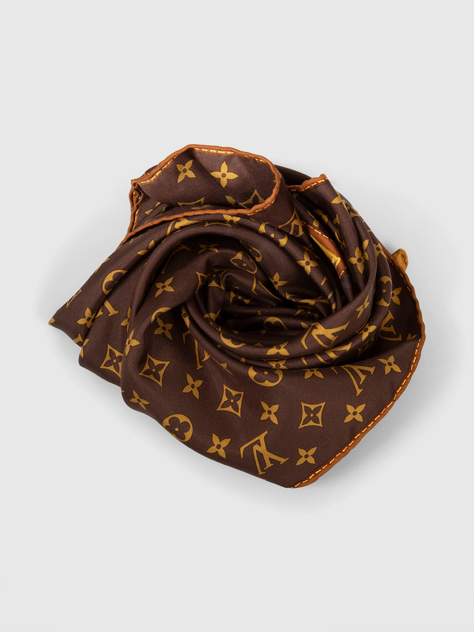 Louis Vuitton Brown Silk Monogram Print Scarf