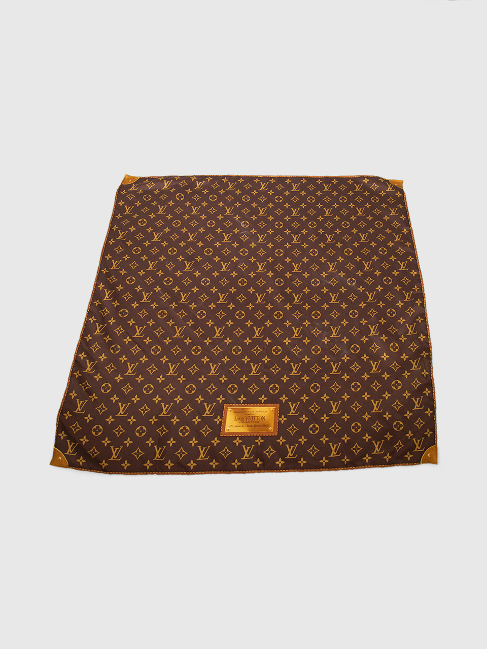 Louis Vuitton Brown Silk Monogram Print Scarf