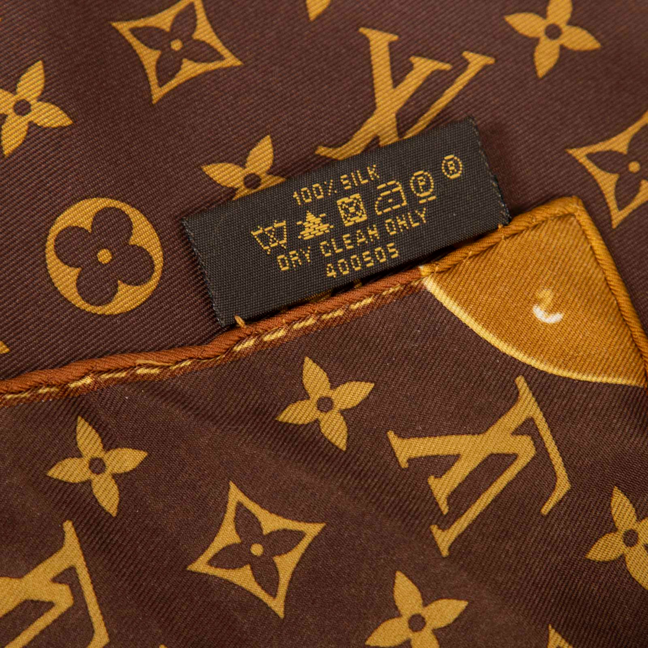 Louis Vuitton Brown Silk Monogram Print Scarf