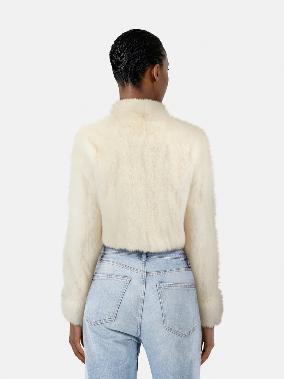 Escada White Mink Fur Cropped Jacket