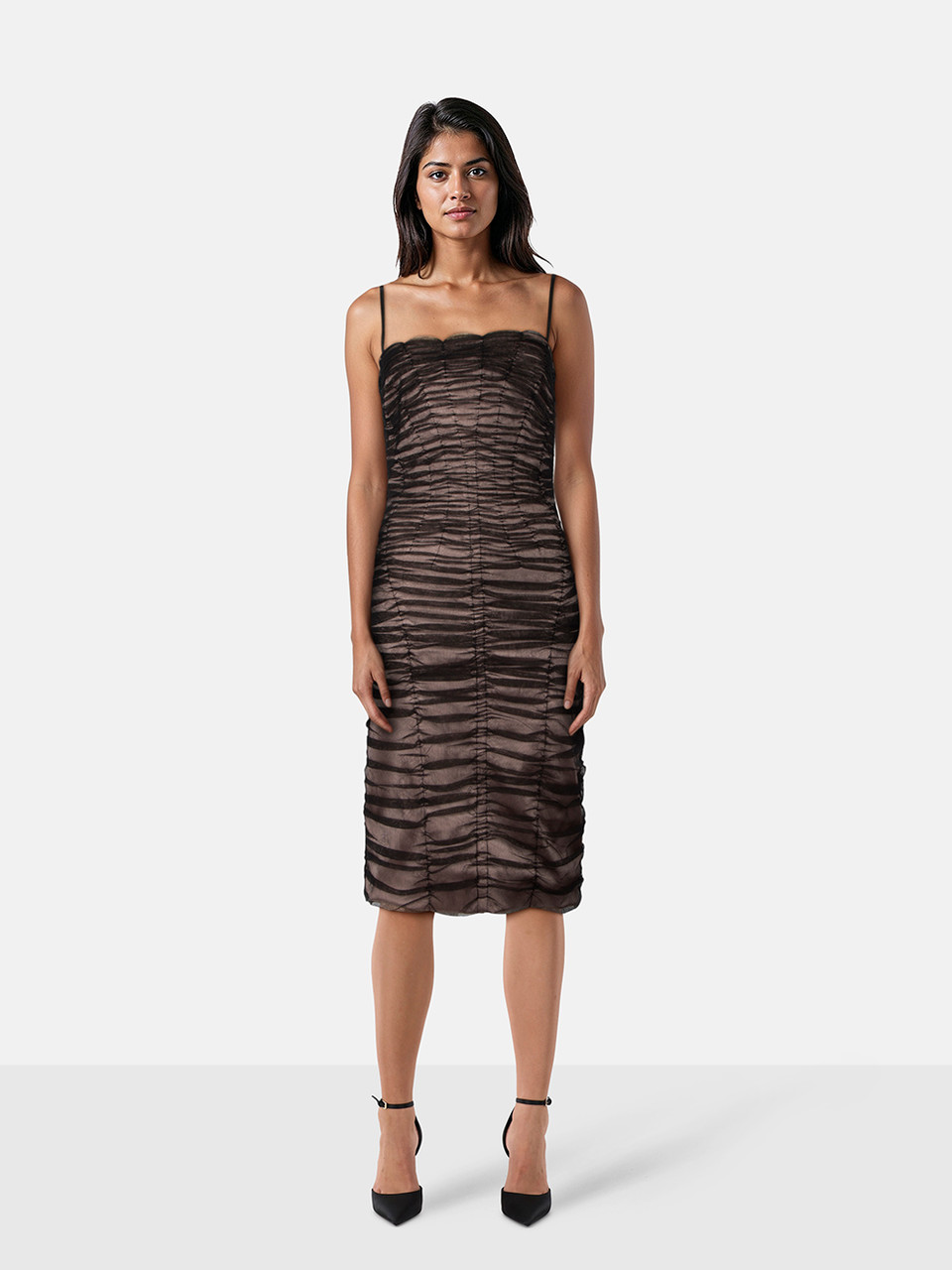 Dolce & Gabbana Black Ruched Bodycon Dress