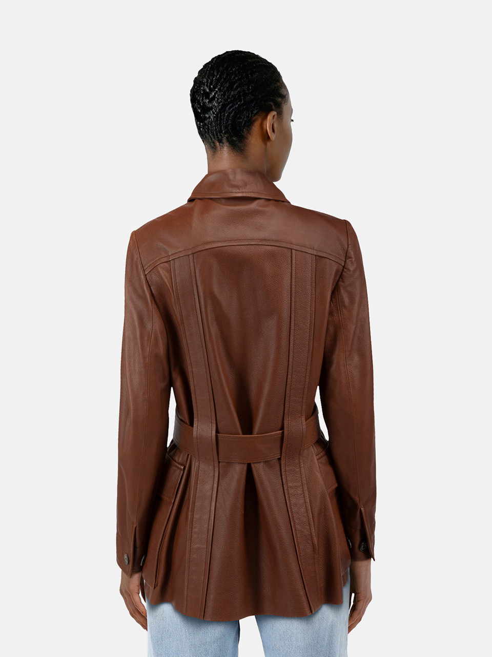 Holland & Holland Brown Leather Belted Jacket