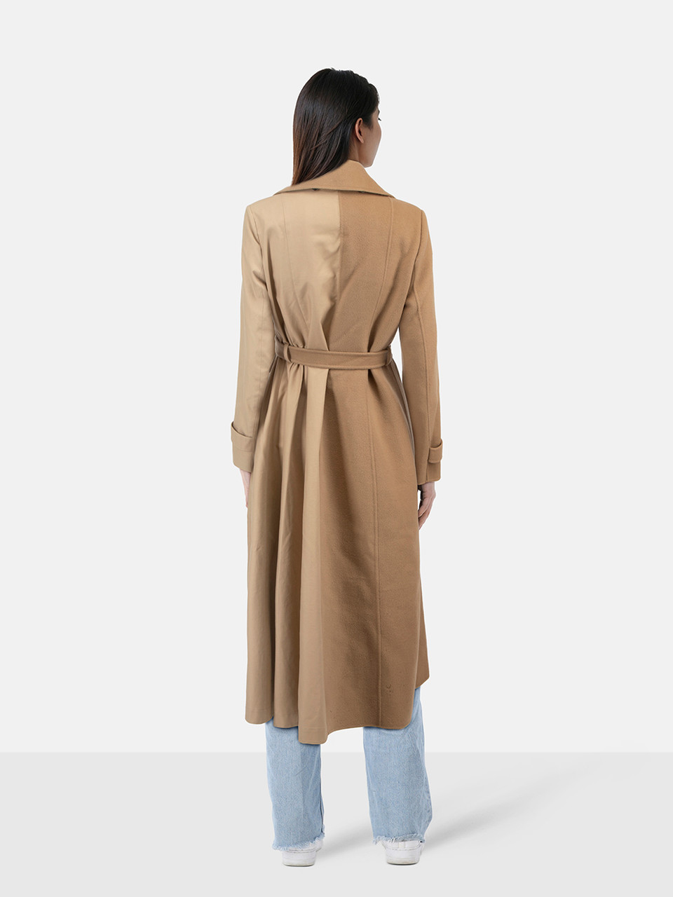 Max Mara Brown Wool Panelled Double Breasted Coat