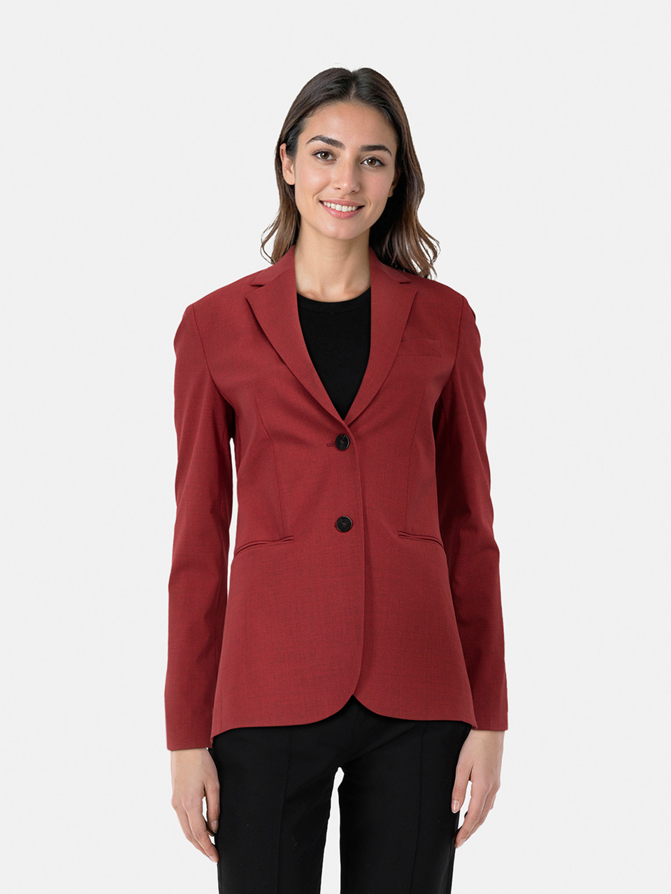 Theory Red Single Breasted Wool Blazer