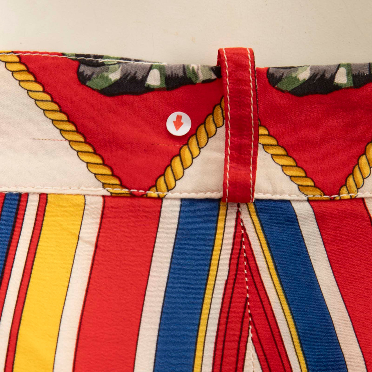 Etro Stripe & Fish Print Silk Knee Length Shorts