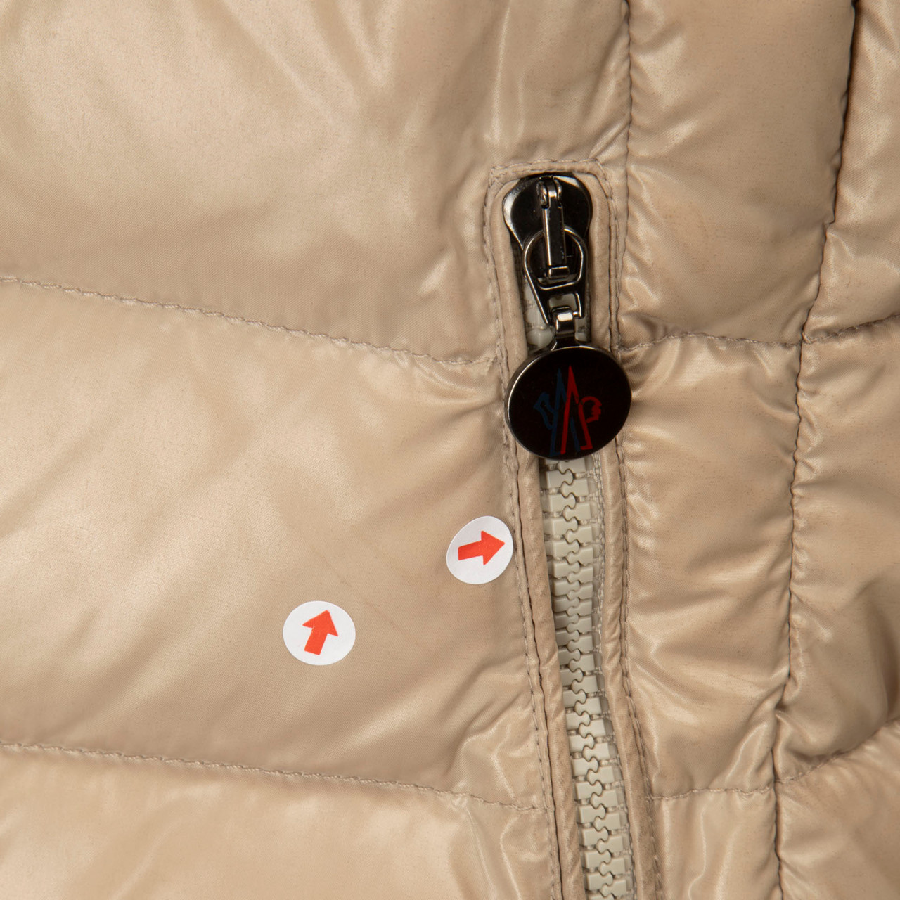 Moncler Beige Raccoon Fur Trim Puffer Jacket