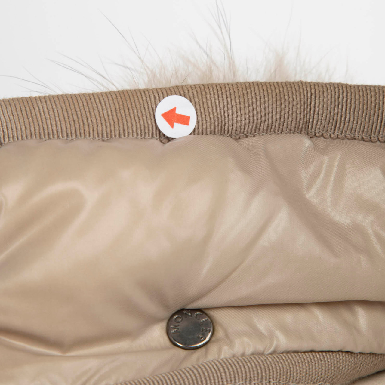 Moncler Beige Raccoon Fur Trim Puffer Jacket