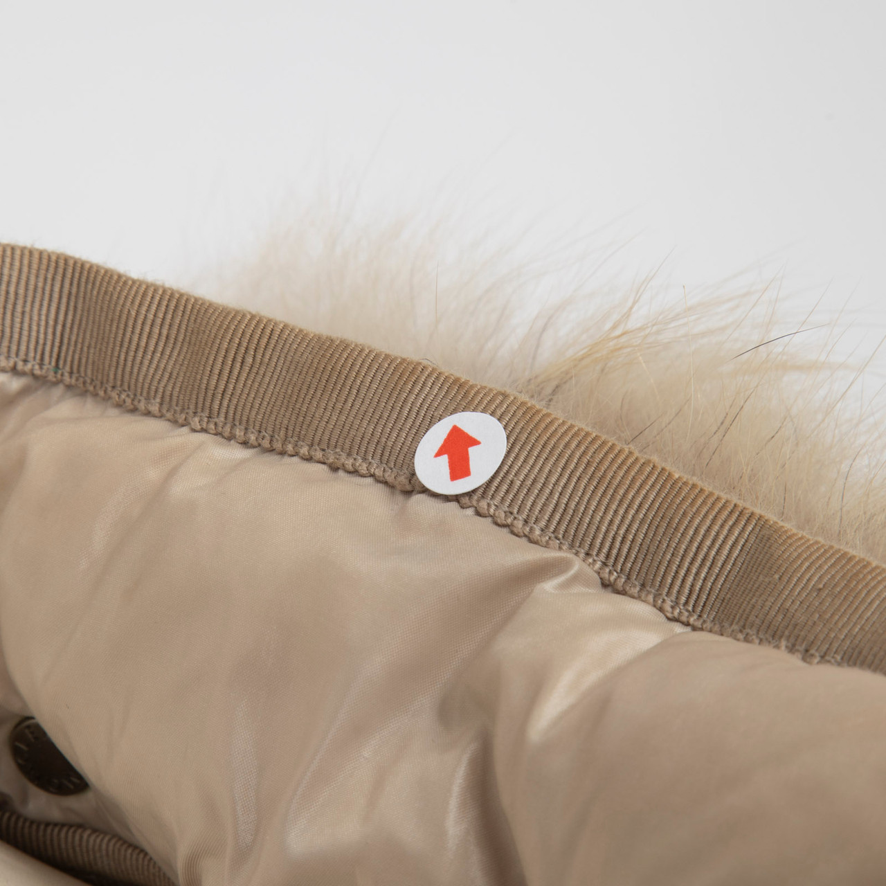 Moncler Beige Raccoon Fur Trim Puffer Jacket