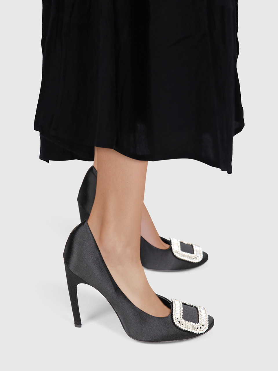 Roger Vivier Black Crystal Buckle Pumps