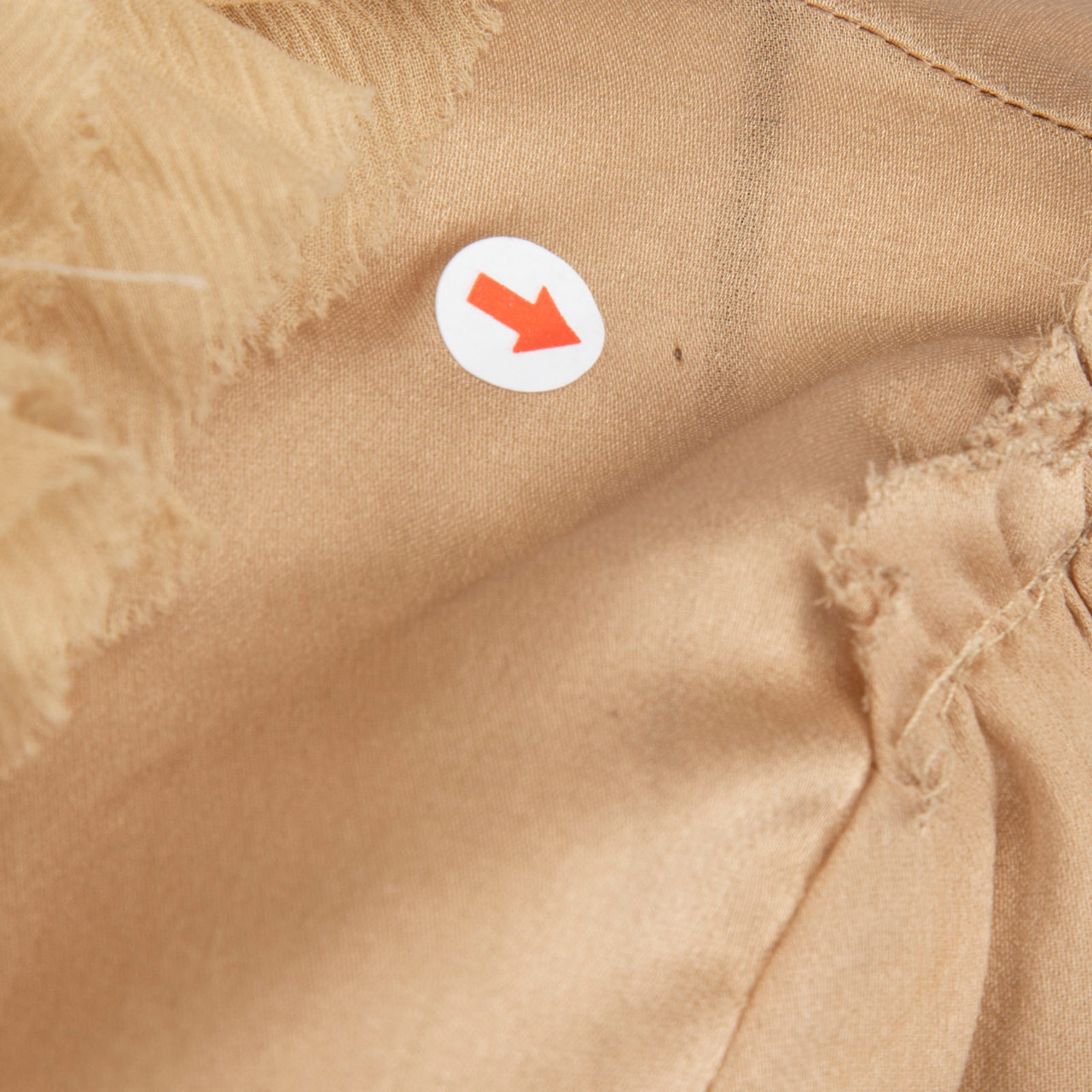 Prada Beige Short Sleeve Ruffle Trim Top