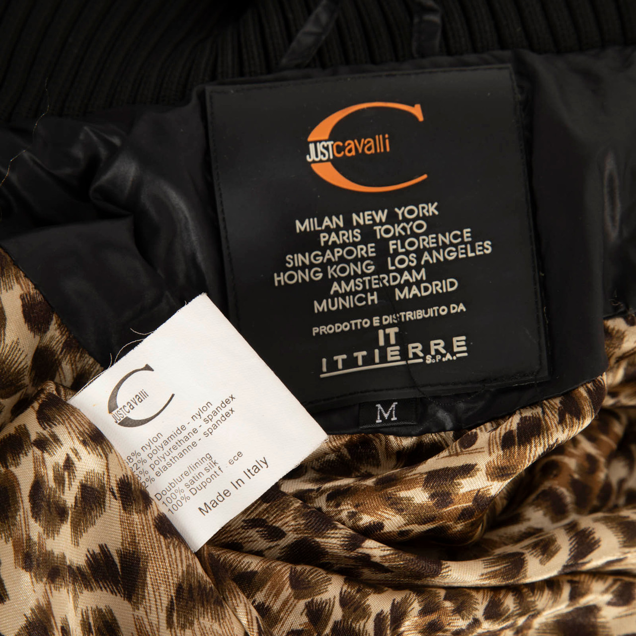 Roberto Cavalli Black Double Zip Fur Trim Coat