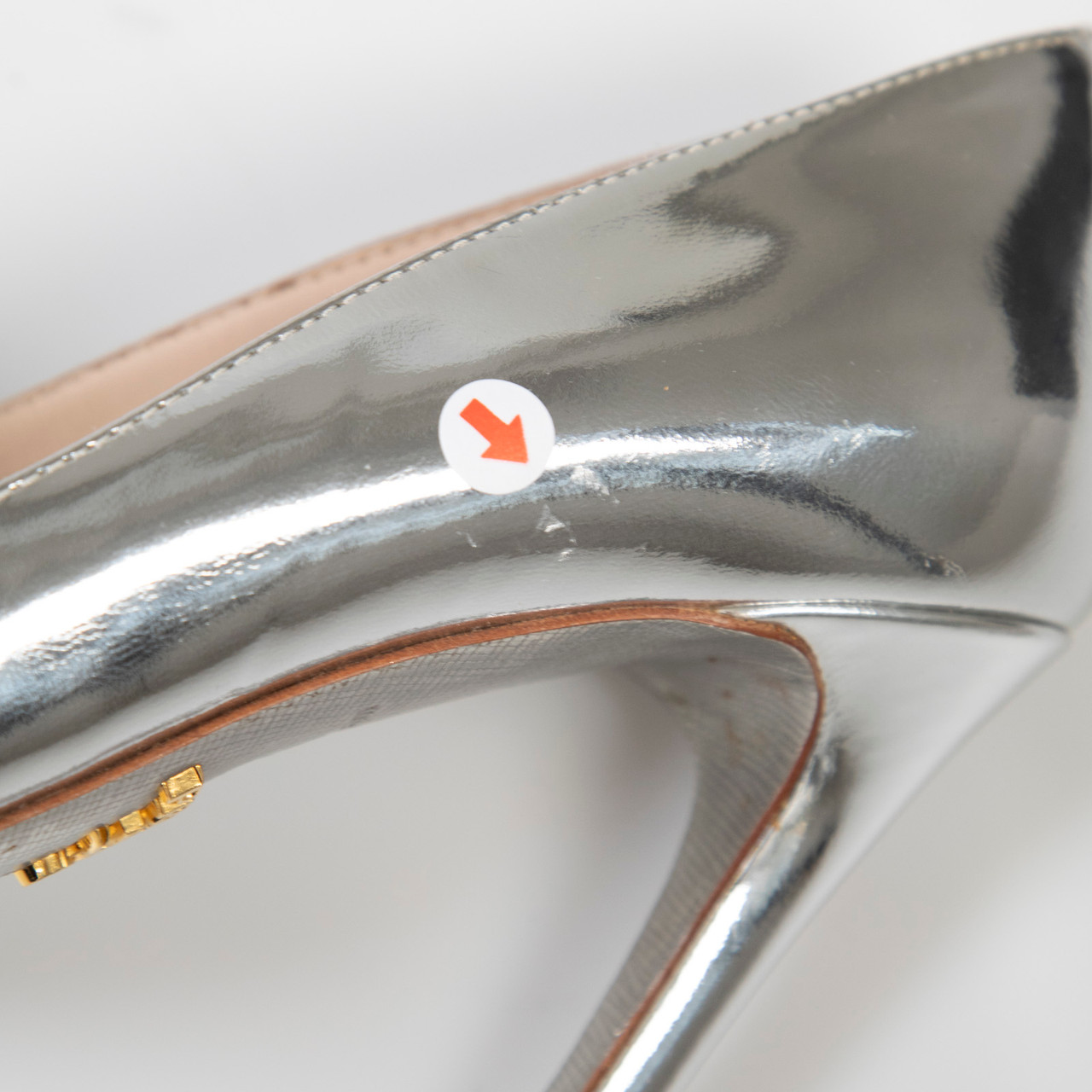 Prada Silver Leather High Heeled Pumps
