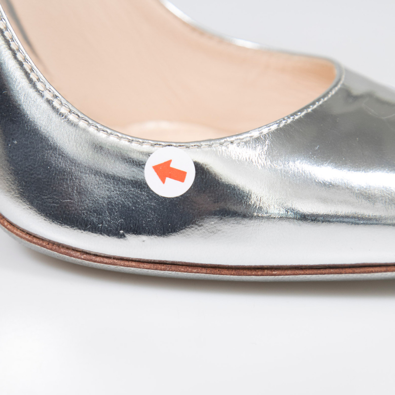Prada Silver Leather High Heeled Pumps