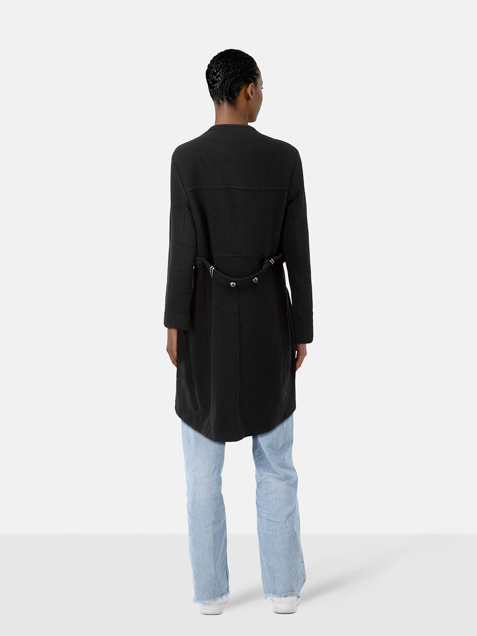 Fendi Black Long Wool Double Breasted Coat