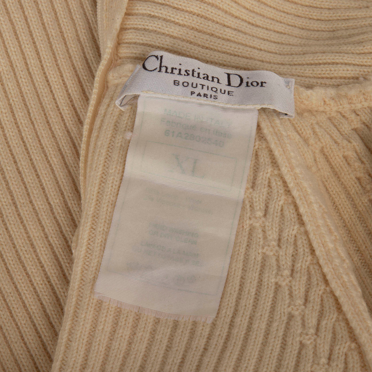 Dior Ecru Ribbed Short Sleeve Jumper