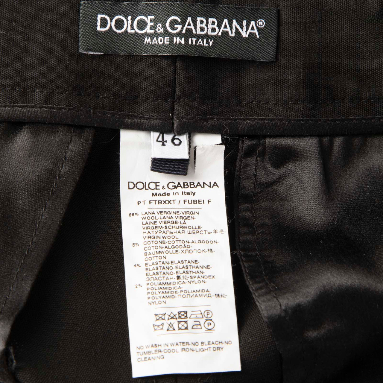 Dolce & Gabbana Black Wool Lace Trim Trousers