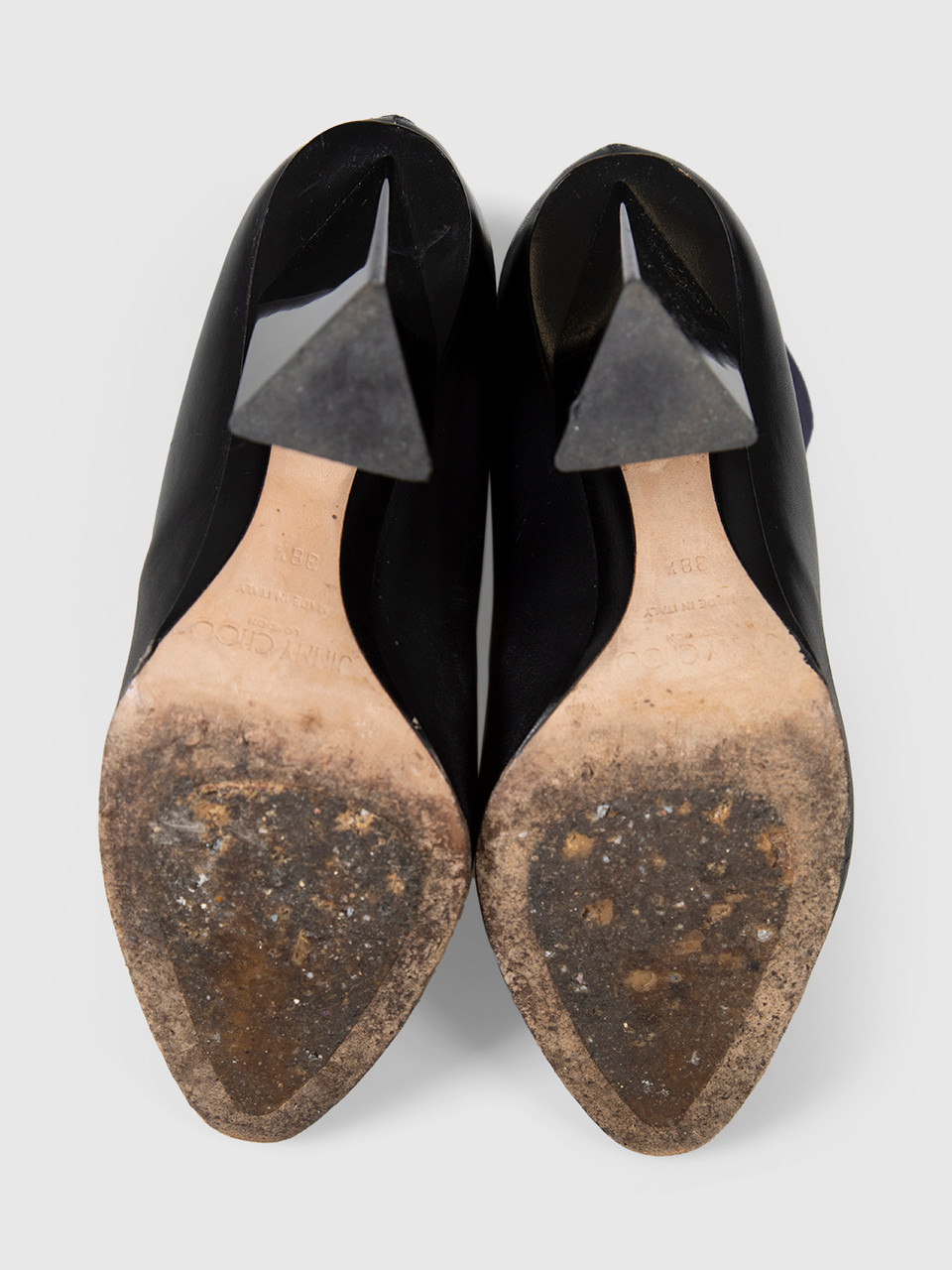 Jimmy Choo Black Leather Suede Trim Boots