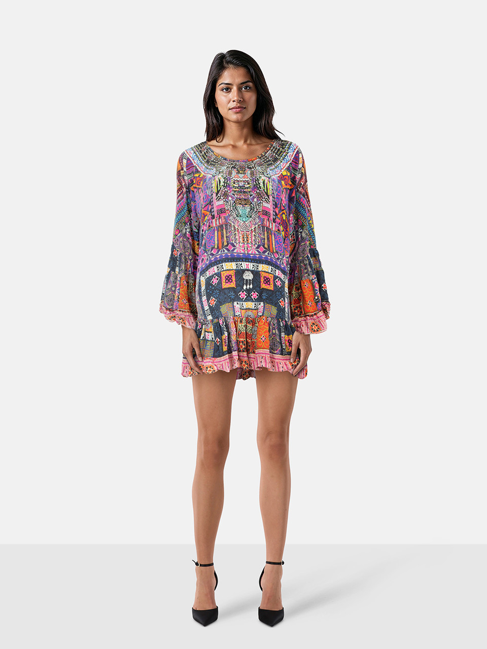 Camilla Abstract Crystal Embellish Mini Dress