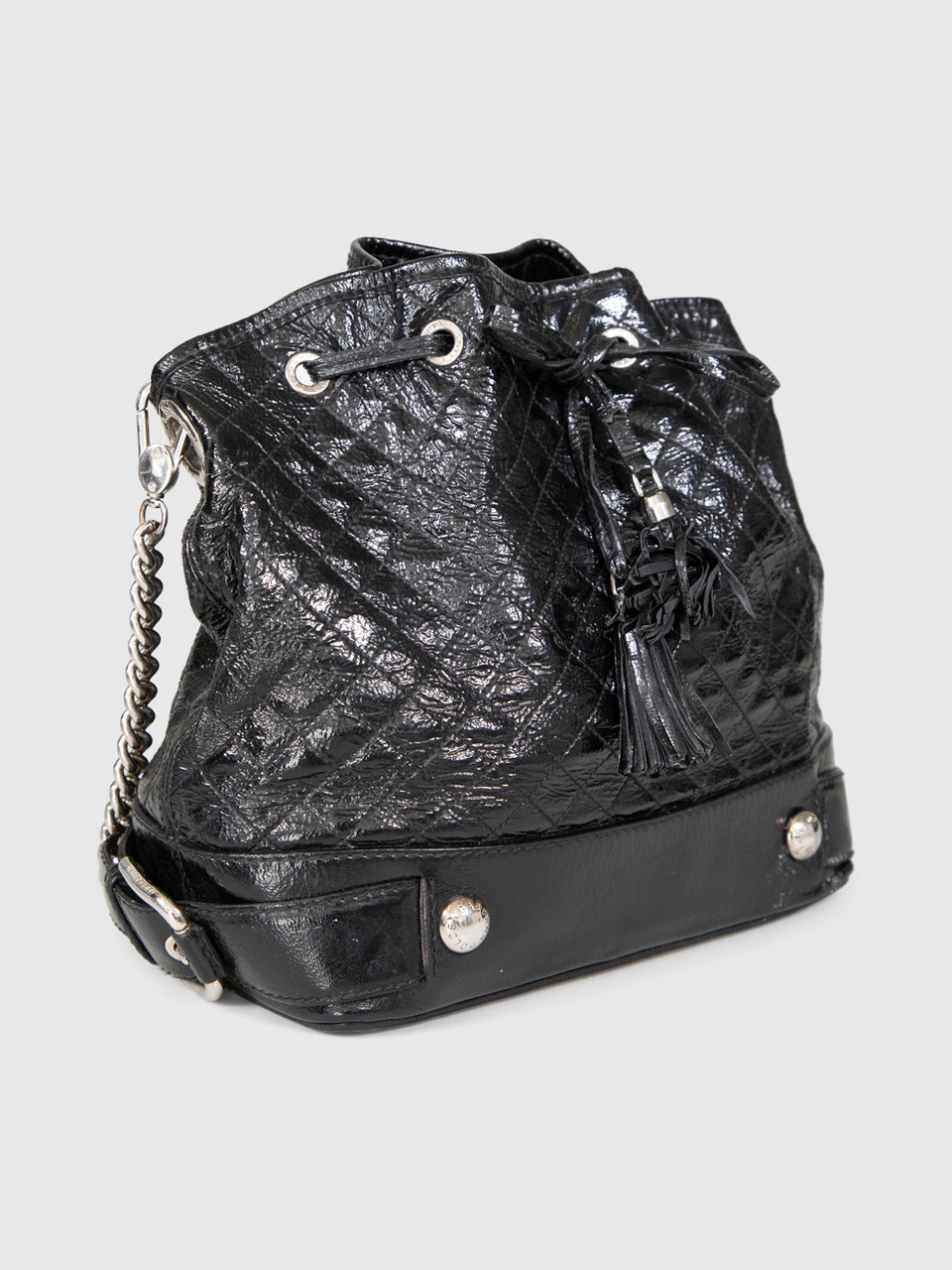 Dolce & Gabbana Black Quilted Patent Shoulder Bag