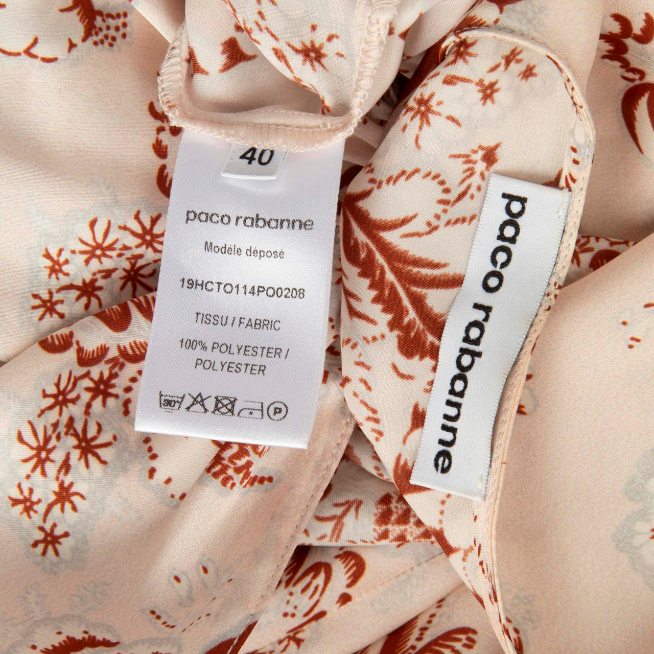 Paco Rabanne Floral V-Neck Long Sleeve Top