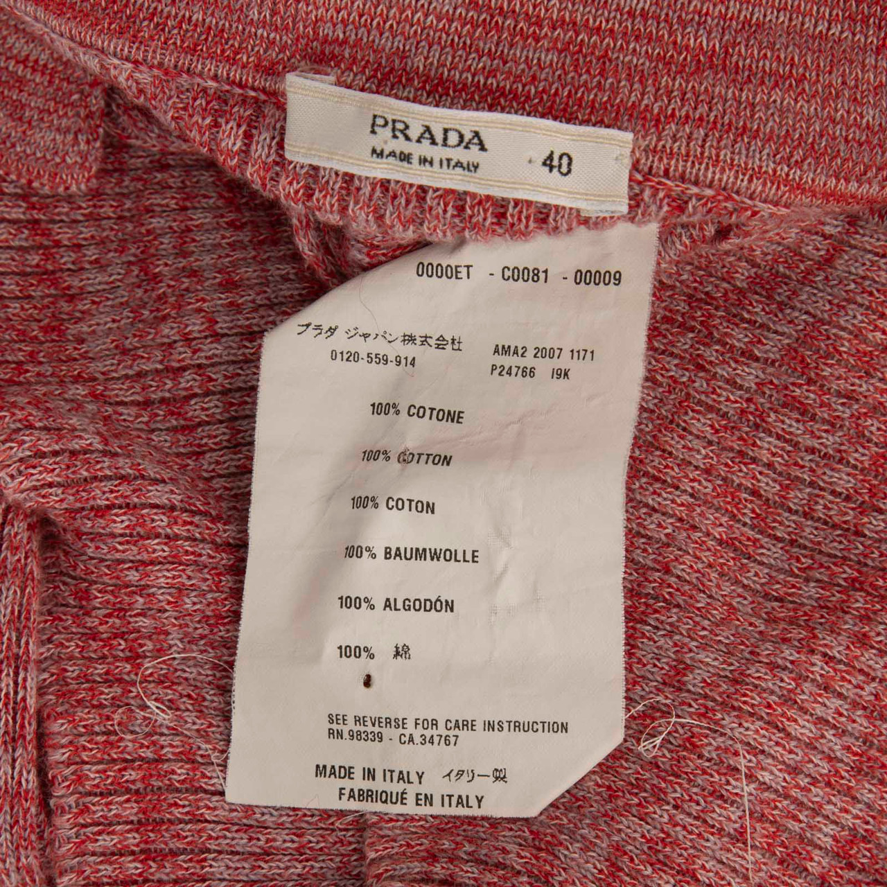 Prada Pink Knit Mid Sleeve Top