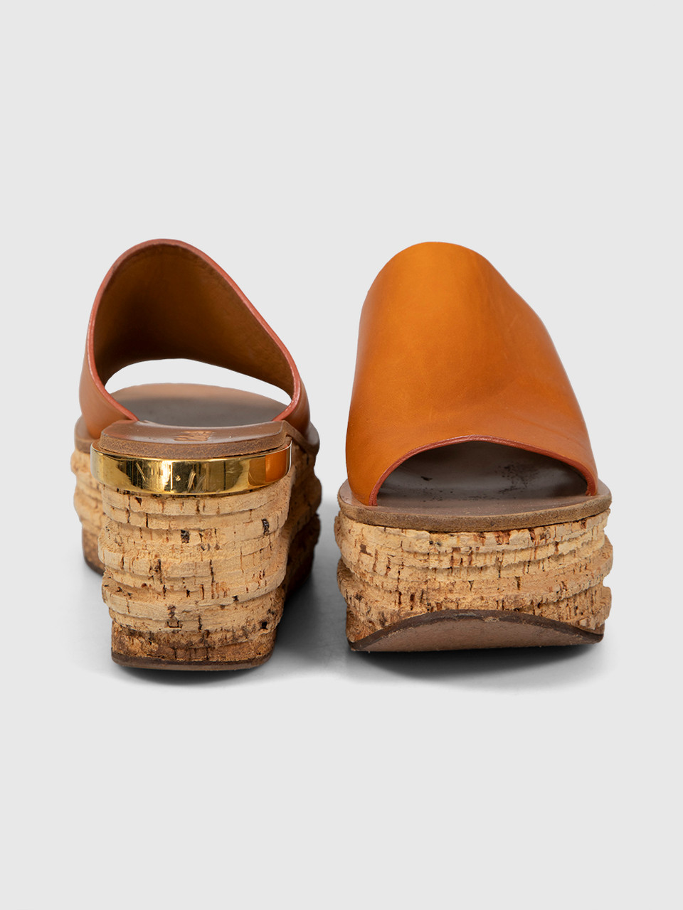 Chloé Brown Leather & Cork Wedge Sandals