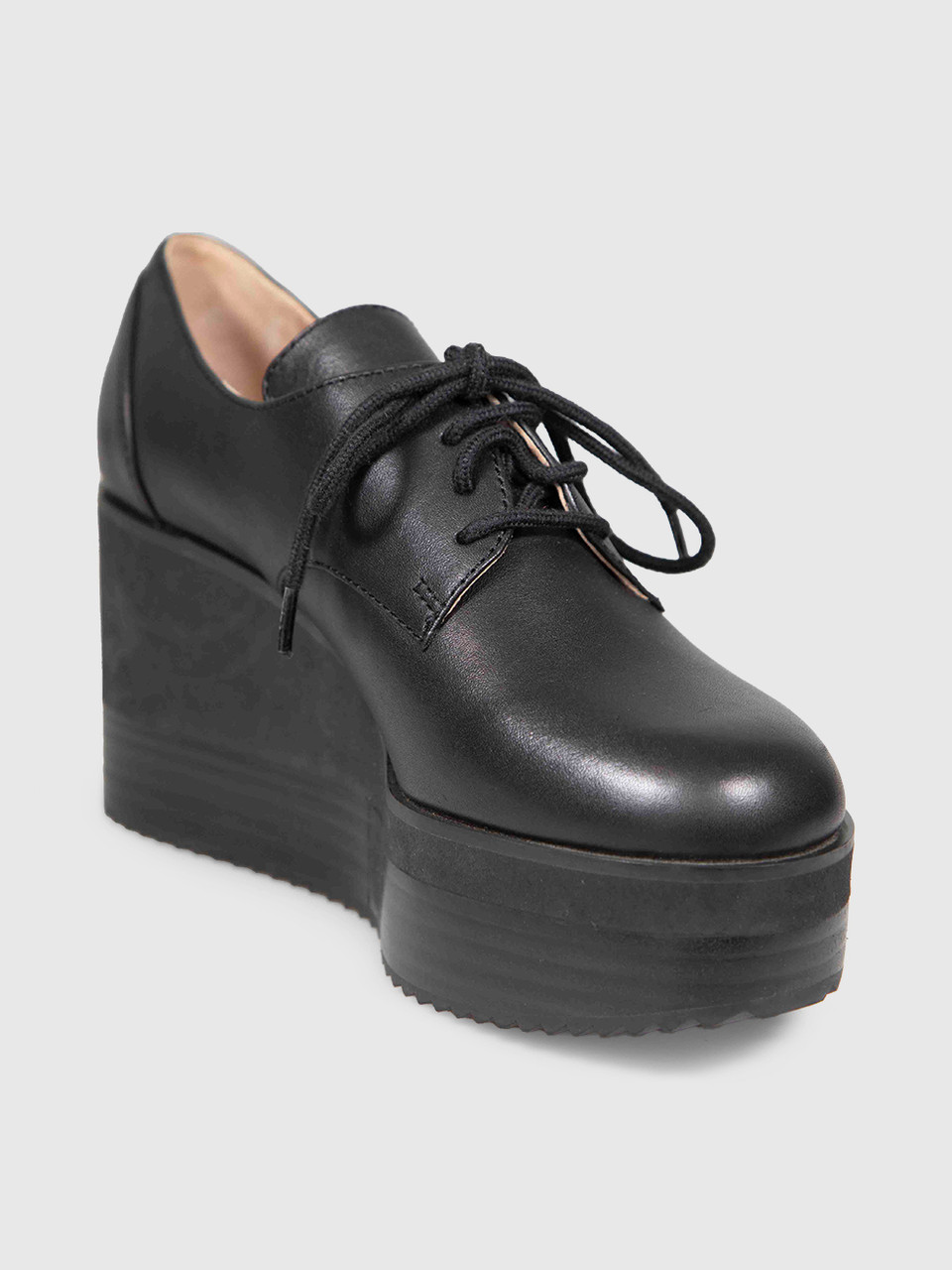 Jil Sander Black Leather Platform Oxford Shoes