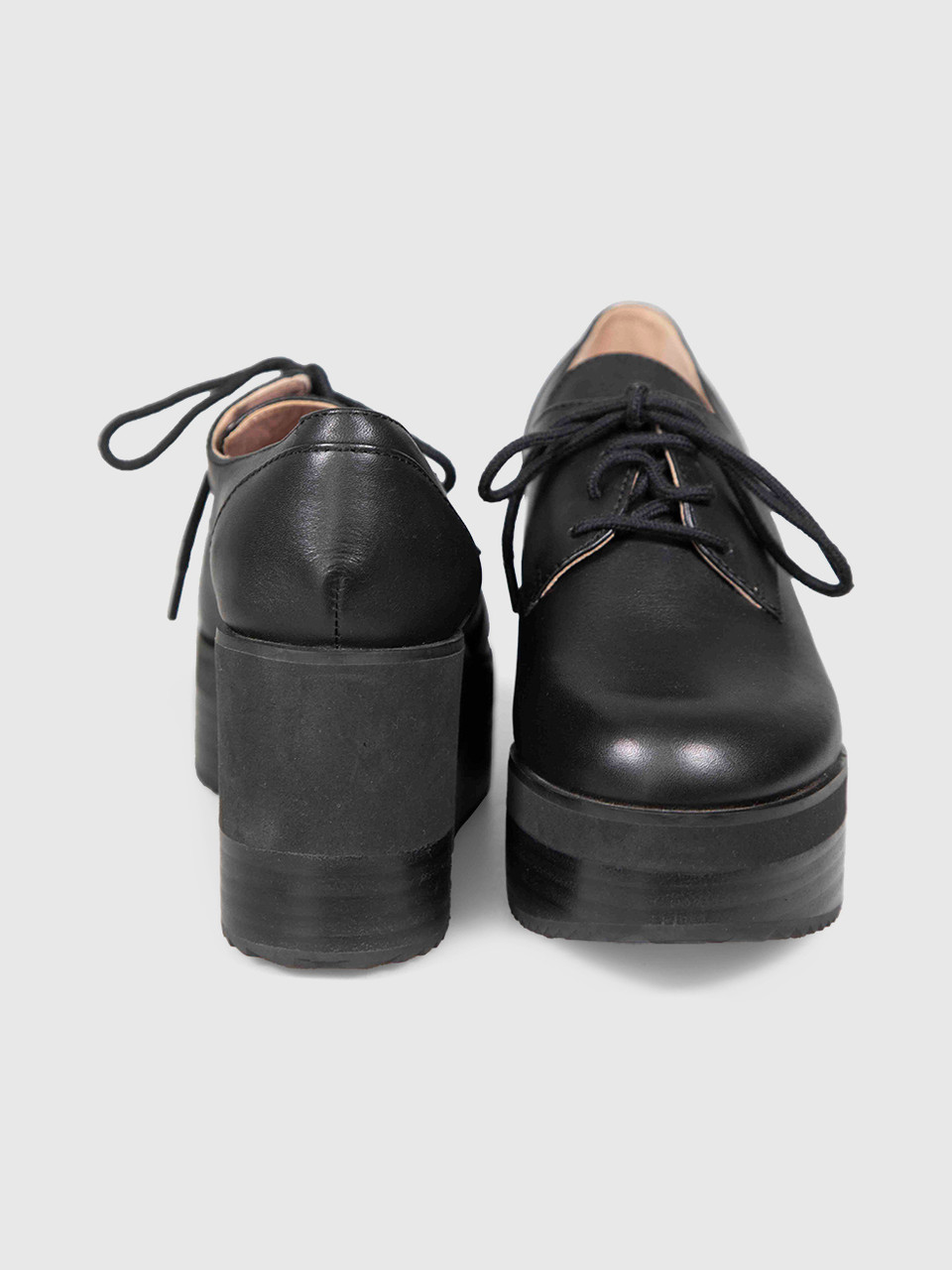 Jil Sander Black Leather Platform Oxford Shoes