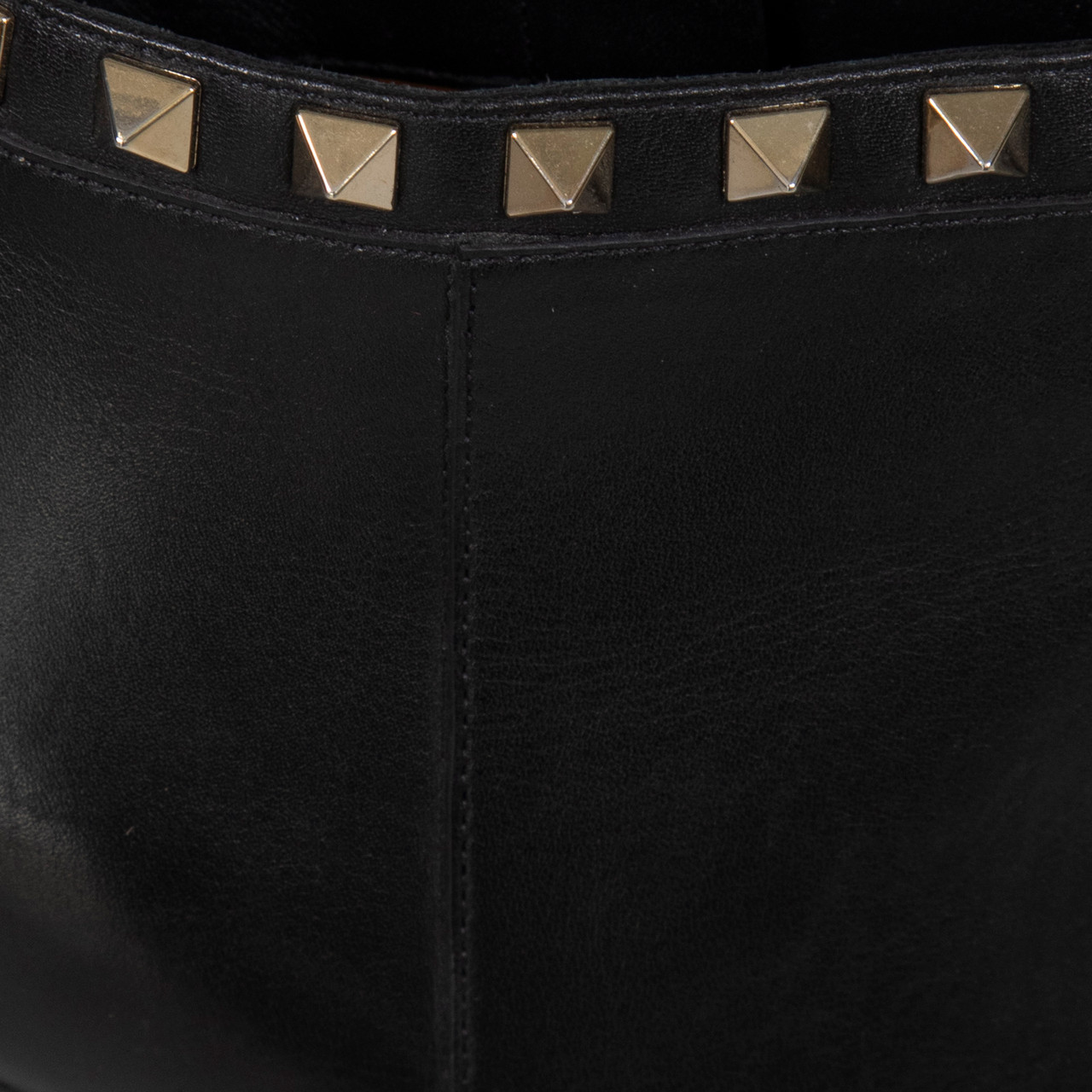 Valentino Garavani Black Leather Pointed Studded Boots