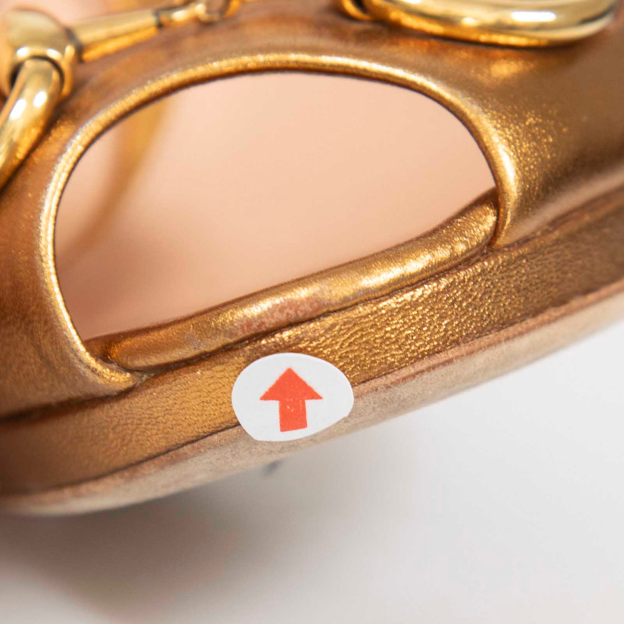 Gucci Gold Leather Horsebit Peep Toe Heels