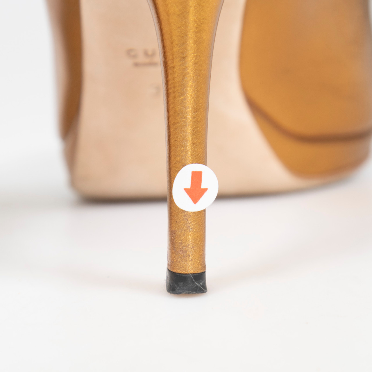 Gucci Gold Leather Horsebit Peep Toe Heels