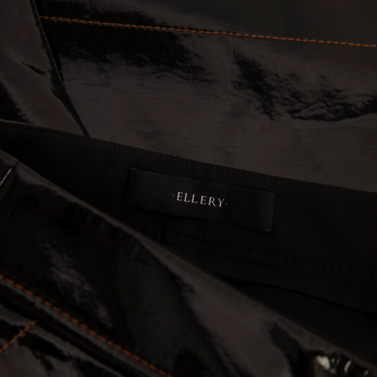 ELLERY Black Vegan Leather Outlaw Crop Flare Trousers