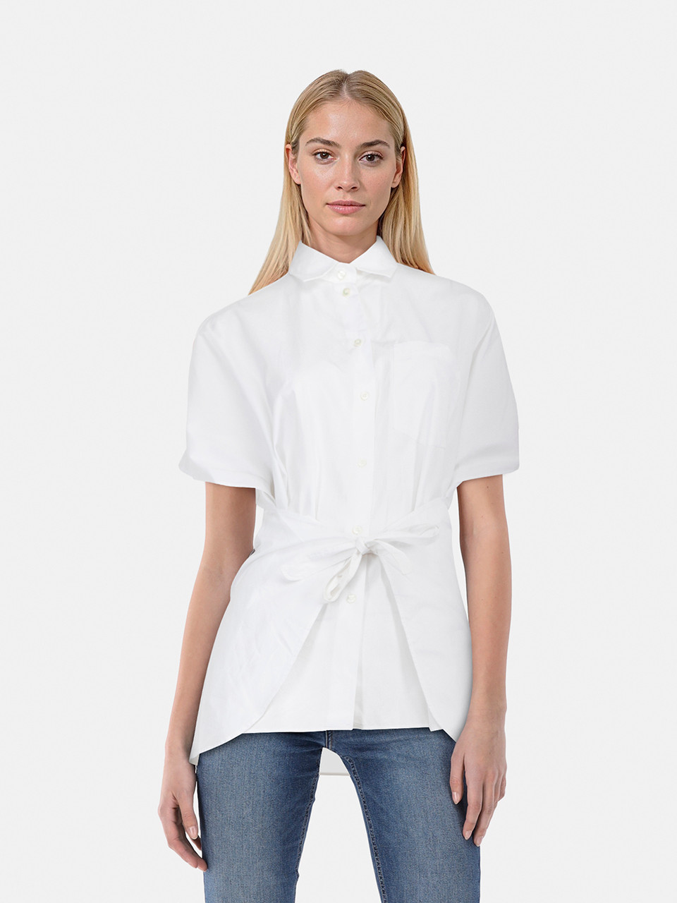 Valentino Garavani White Waist Tie Blouse