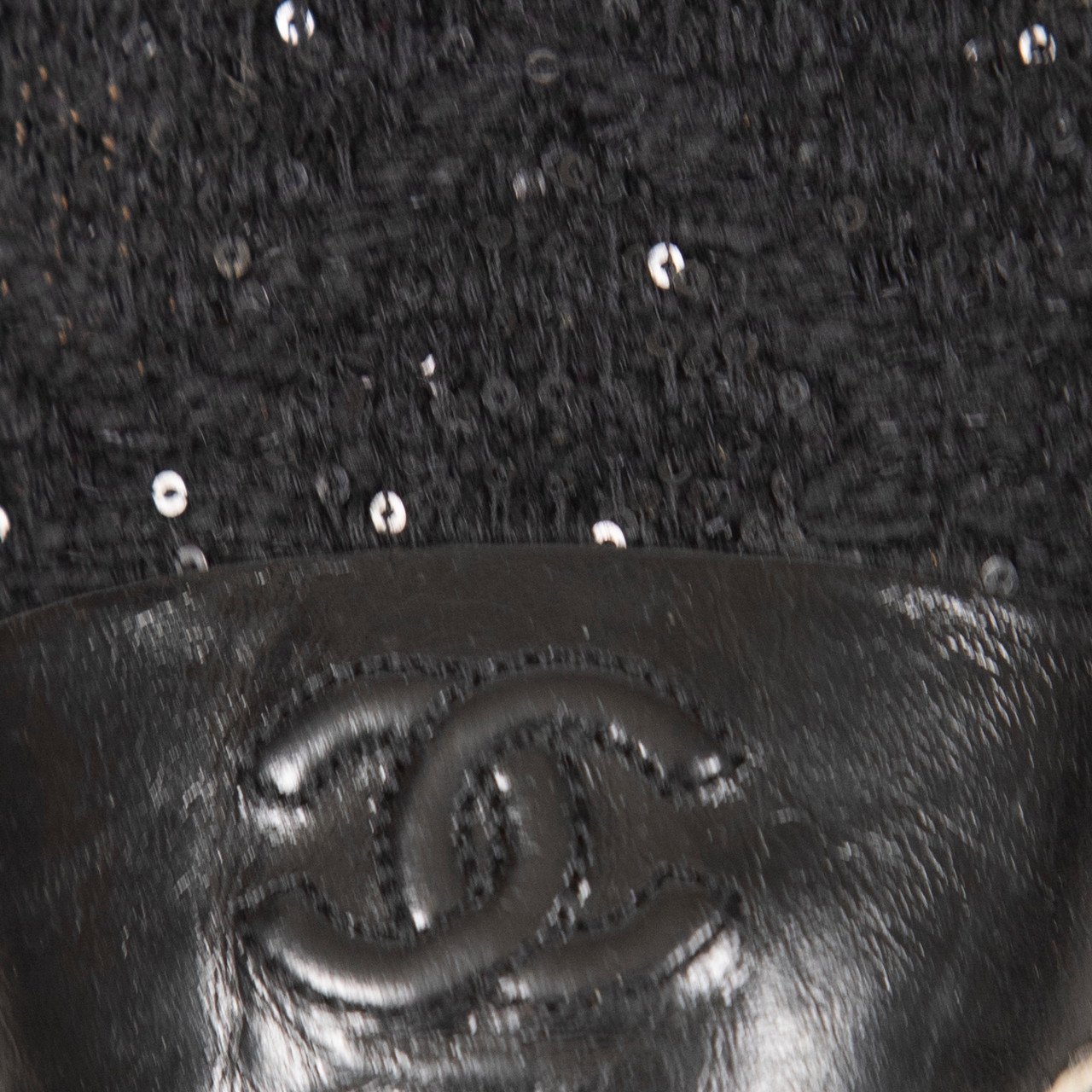 Chanel Black Tweed Sequin Espadrilles