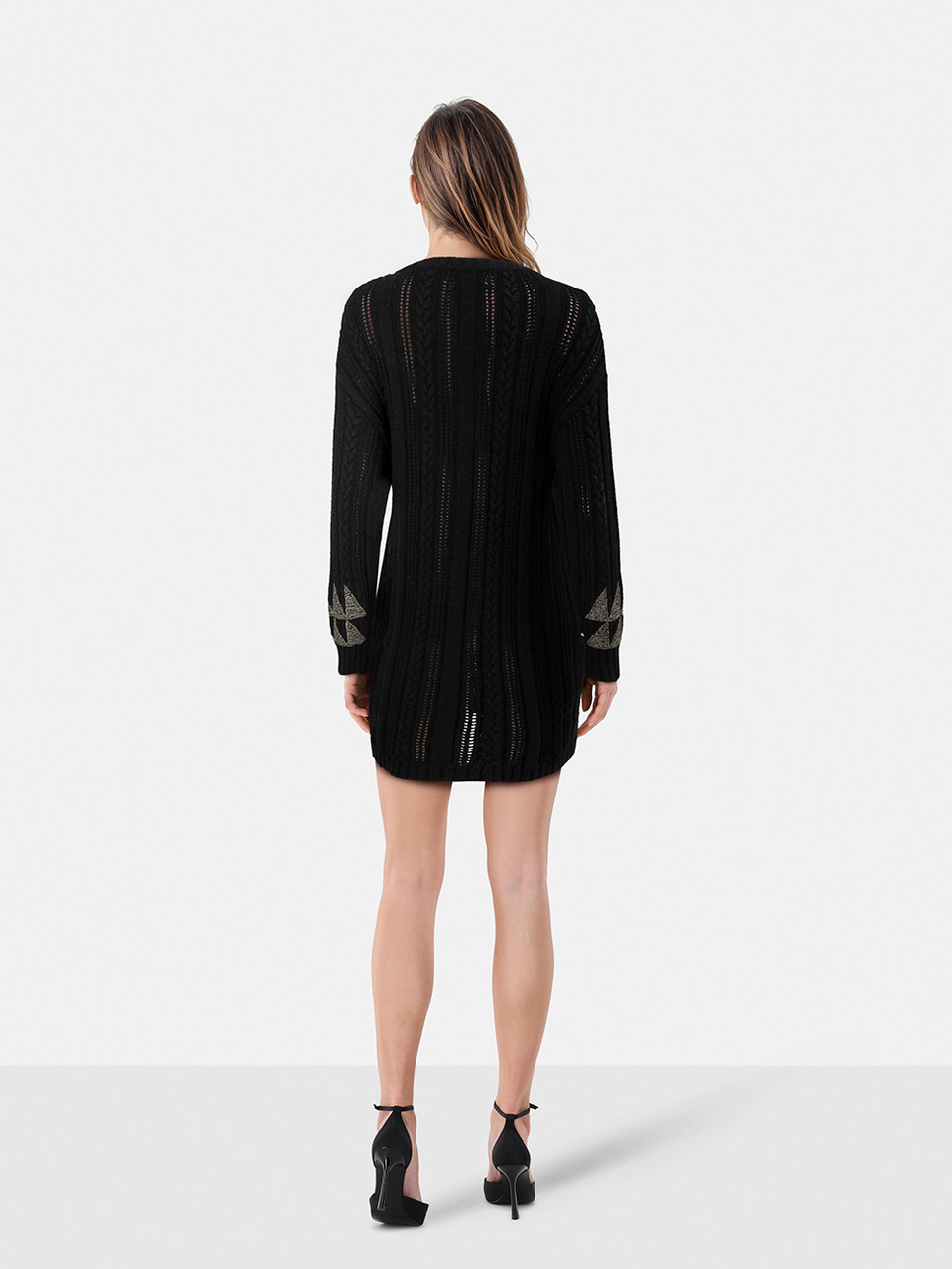 Philosophy di Lorenzo Serafini Black Wool Sequinned Knit Dress