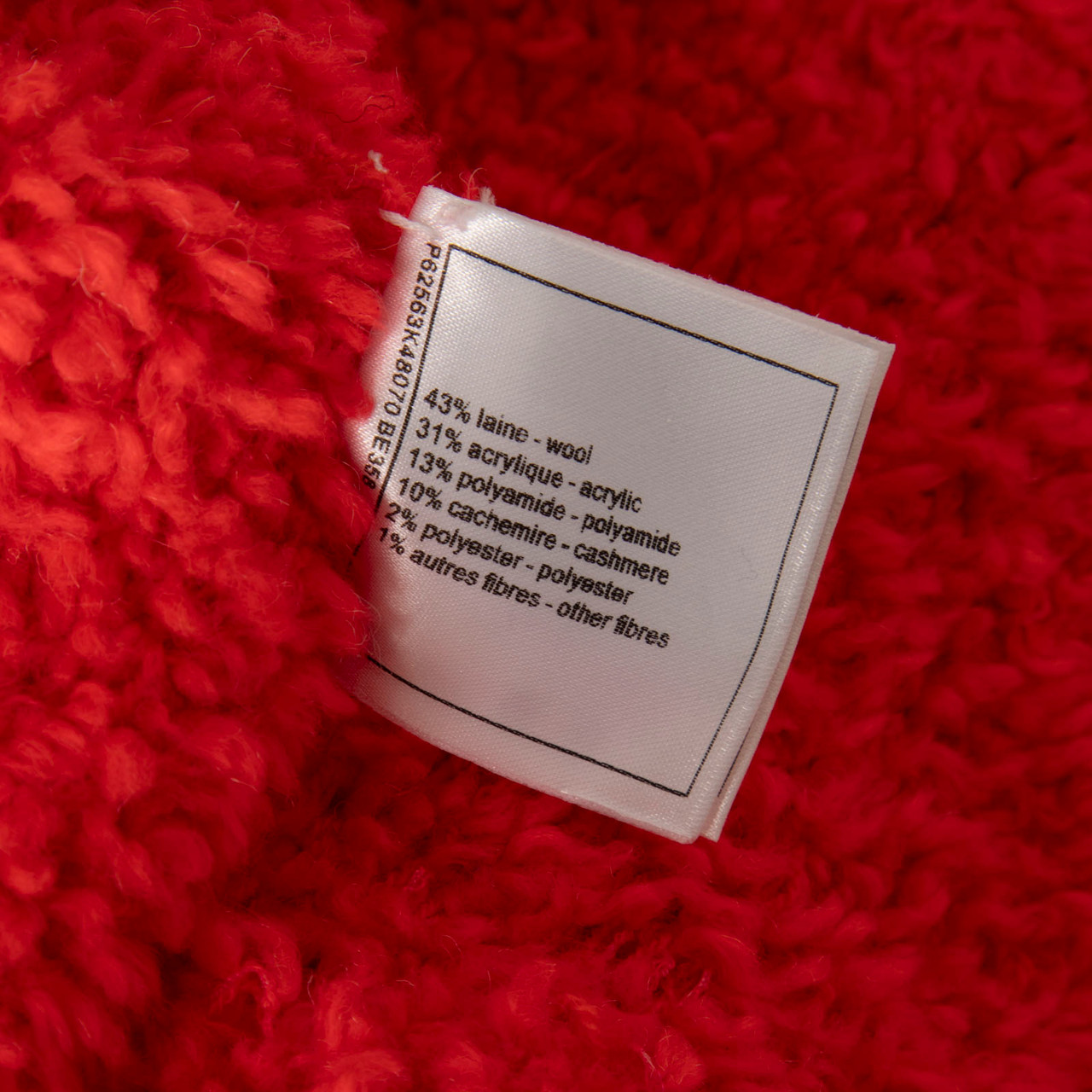 Chanel Red Wool Teddy Knit CC Jumper