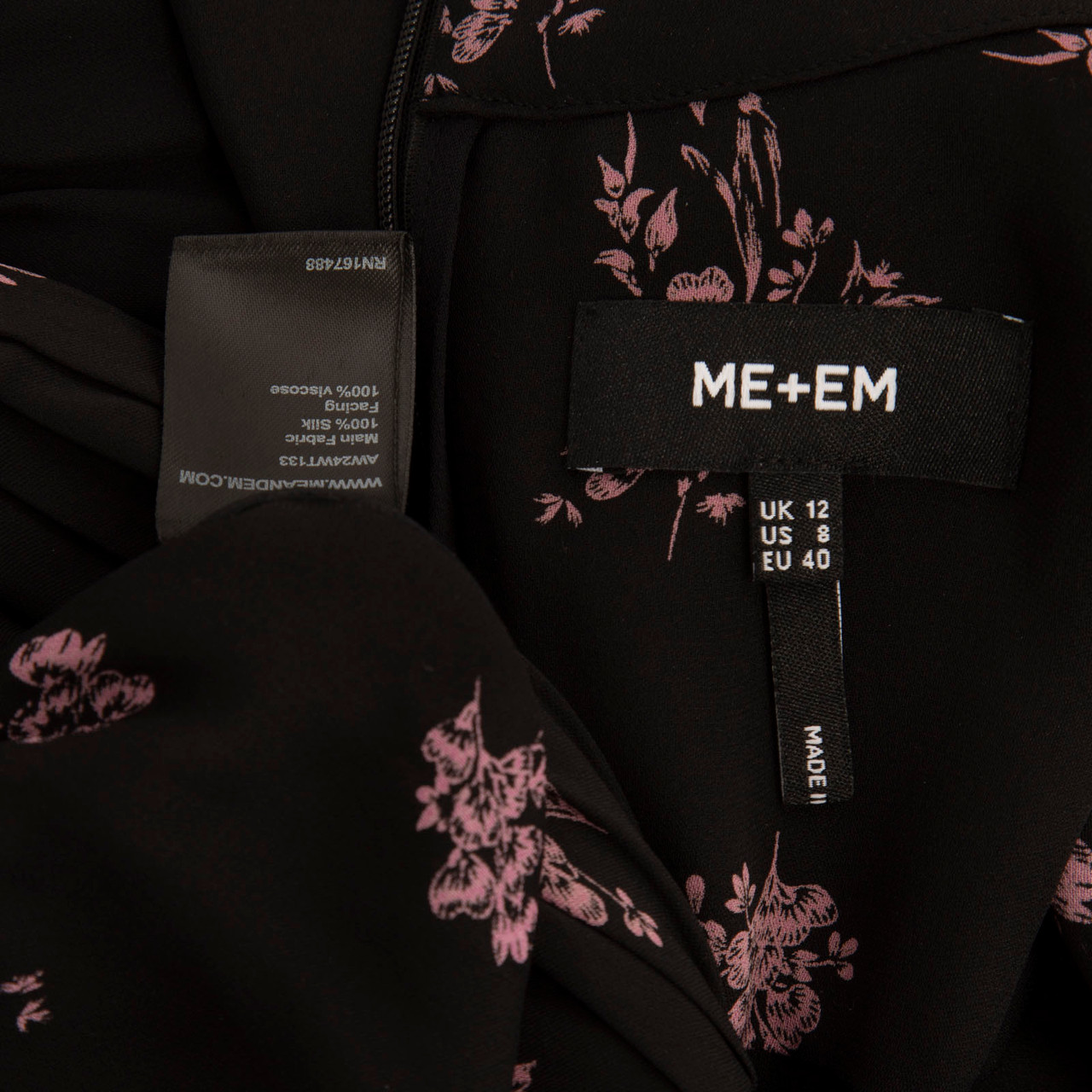 ME+EM Black & Pink Floral Blouse