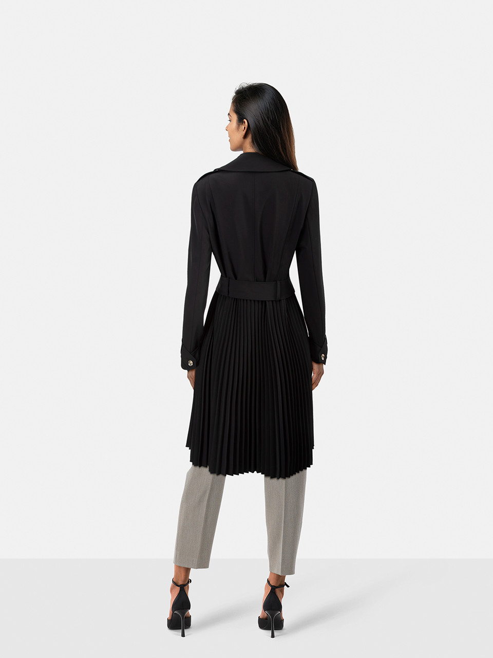 Escada Black Double Breasted Pleated Coat