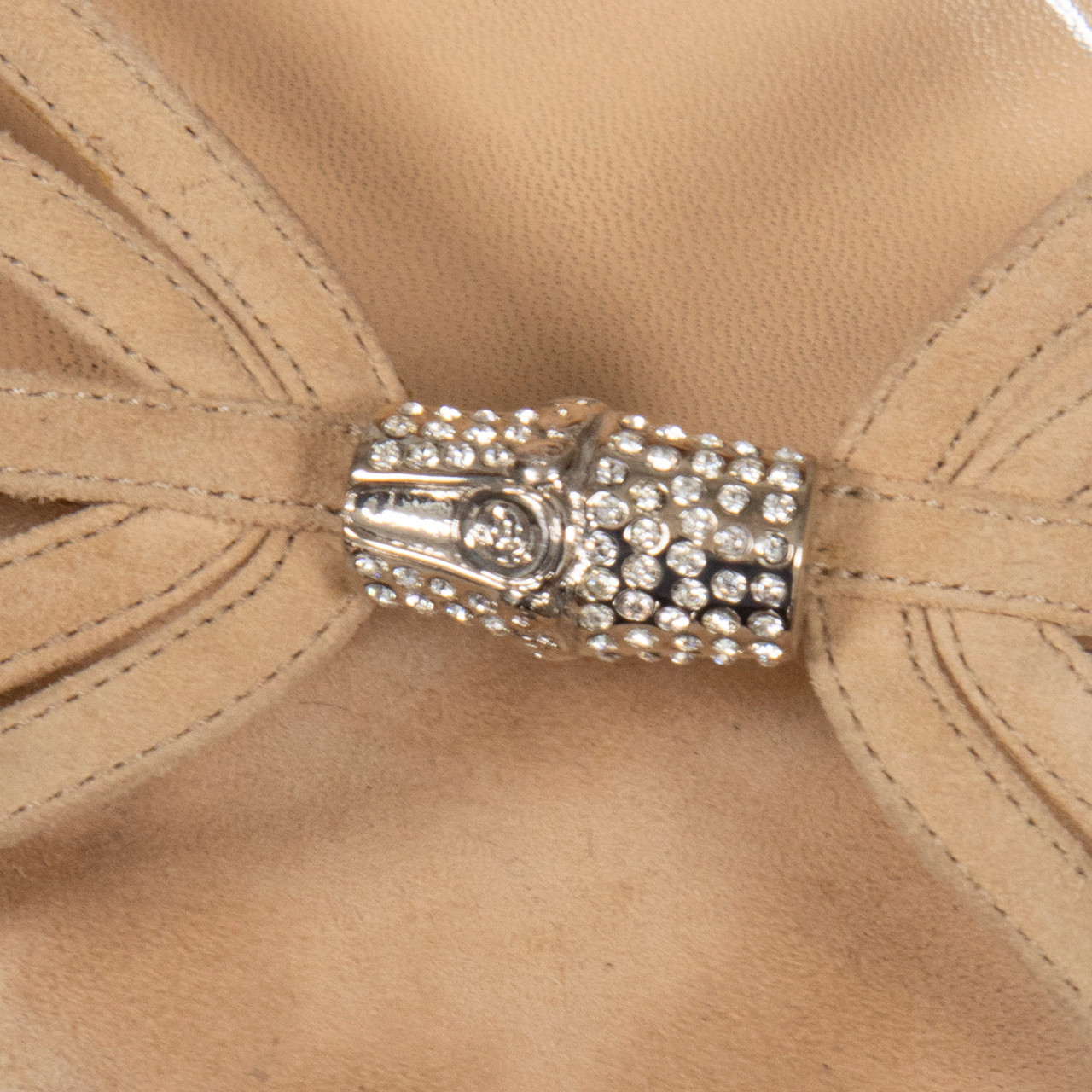 Gucci Beige Suede Gemstone Accent Sandals